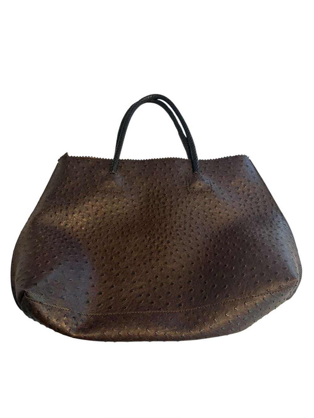 Faux Ostrich Brown Textured Tote Bag. EUC